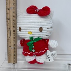 nrio Hello Kitty Holiday Cookie Mini Plush Stuffed Animal Ribbed Red White 6″