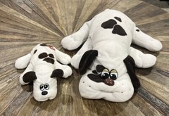 Vintage 1985 Tonka Pound Puppy Lot- White Hound Dog W/ Brown Spots Large & Small