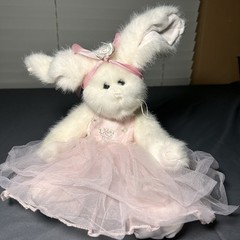 Bearington Collection Ballerina Bunny Plush Tippy Toes Pink Tutu Dress 14”