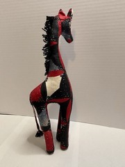 Colorful Red Blue White Stitched African Giraffe Plush