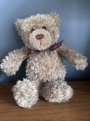 Gund 12″ Muffles Tan Brown Teddy Bear Plush Stuffed Animal Tan Plaid Ribbon 2482