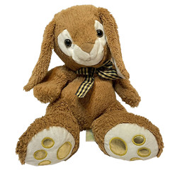 VTG Homerbest Soft Plush Squishy Brown Floppy Earred Bunny Rabbit with Bow 14″