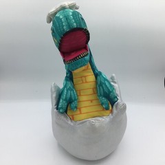 Redemption Plus Plush Dinosaur Green Yellow Hatching From Silver Egg 13″