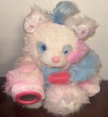 Tyco AmToy Vintage 1980s Brush-a-Loves Berry Pink Bear Soft Toy Plush CUTE