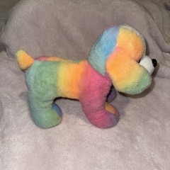 Fun Stuff Neon Rainbow Tie Dye Colored Puppy Dog Plush 11 Inch