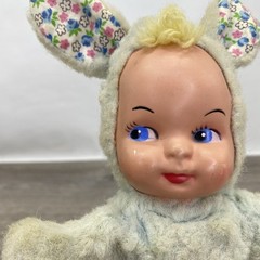 Vntg 60s Knickerbocker Rubber Face Boy Blue Bunny Easter Plush Doll Distinction