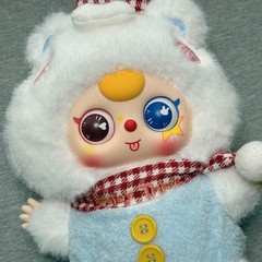 Baby Three 400% V2 Bear Plush Doll Gingham Hat Special Eyes Approx. 12 inches