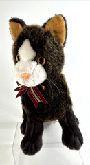 Vtg Plush Brown Cat Kitten Holiday Bow 12″ Sitting Stuffed Animal Genich Int’l