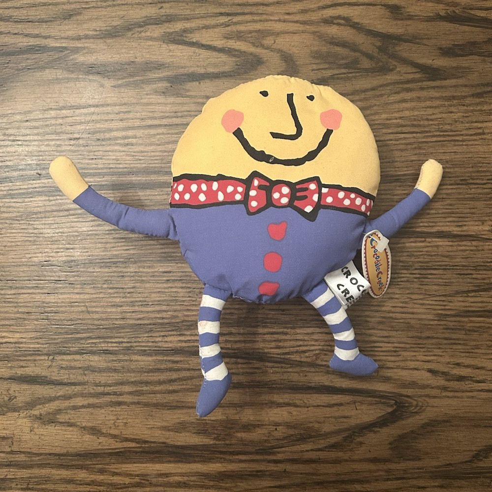 Crocodile Creek Humpty Dumpty Plush Doll Small Purple Red Yellow 1998 Washable