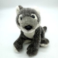 The Petting Zoo Baby Cub Wolf Plush Toy Gray Bean Stuffed Animal Blue Eyes 1994