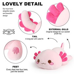 Cute Axolotl Plush, 19″ Soft Large Stuffed Animal Salamander Big Plush Pillow…