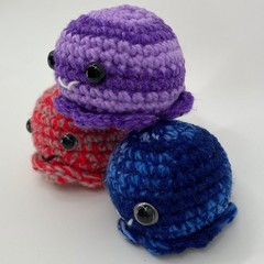 3 Handmade Crochet Octopus Amigurumi Plush Trio Purple Blue Red Small Desk Pets