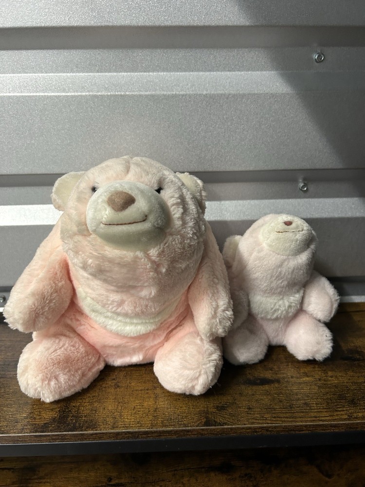 GUND Pink Teddy Bear Plush Lot of 2 Large & Small Stuffed Animals Soft Vintage