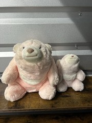 GUND Pink Teddy Bear Plush Lot of 2 Large & Small Stuffed Animals Soft Vintage