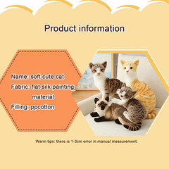 Siamese Cat Stuffed Animal, Shorthair Cat Realistic Plush Cat Stuffed Toys, Gift