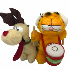 Garfield Vintage Christmas Stuffed Plush Lot Holiday Drummer Boy Reindeer Odie