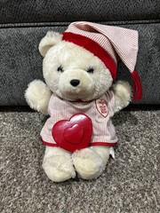 House of Lloyd Heart to Heart Teddy Bear Plush Stuffed Animal Red Stripe Gown