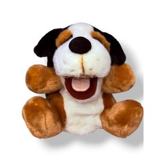 Vtg Costco St Bernard Puppy Dog Plush Puppet With Sound Barking 14”