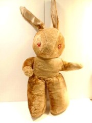 Large vintage stuffed rabbit toy with plastic eyes (30 inches tall)