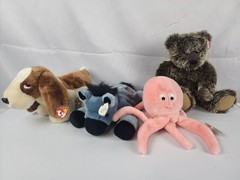 TY Classic Beanie Buddies INKY OCTOPUS Lefty Donkey Winthrop bear Tracker dog