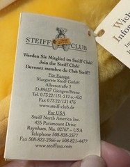 2001 Retired STEIFF Yellow MIMMI DUCK Duckling 075971 w/Bandana Tags 21cm/8.25”