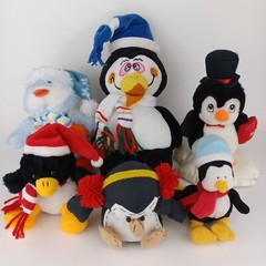 Mixed Lot 6 Plush PENGUINS Gund Holiday Cruiser/Russ Berrie/Musical Jingle Bells