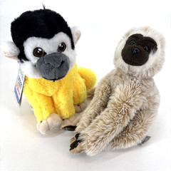 Monkey Plush LOT Wildlife Artists Eco Pal Squirrel Monkey & Russ Silverio Chimp
