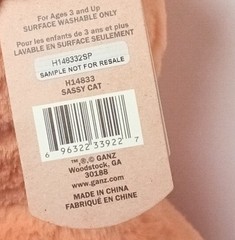 RARE GANZ Factory Sample Sassy Cat Bobble Head Proportion Plush Prototype…