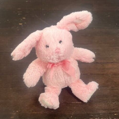 Animal Adventure Bunny Rabbit Pink Plush Ribbon Bow 2014 8.5 Inches Seated