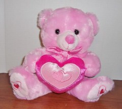 Dan Dee Teddy Bear Plush Stuffed Animal Pink Embroidered Heart – 9″ tall