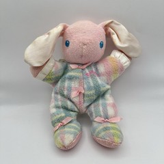 Vintage Playskool Snuzzles Bunny Plush Terrycloth Pink Plaid 1996 Nostalgia 11″