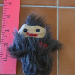 Handmade Mini Stuffed Animal Plush Black/Beige/Red (Under 6 in) Ages 3-7
