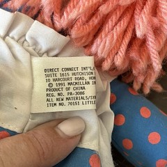 Raggedy Ann Doll 12” Plush Vinyl Face Pink Yarn Hair 1991 Macmillan Vintage