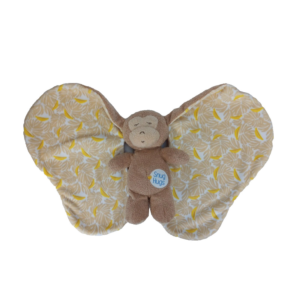 Kids Preferred Big Ear Monkey Banana Leaf Snug Hugs Lovey Security Blanket Plush