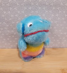 Vintage Blue Rainbow Monkey Monster Creature Dinosaur Mini Plush Toy 4″