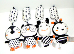 Kids Tumama Black & White Mobile Chimes Stroller Crib Baby Toys – Lot Of 4