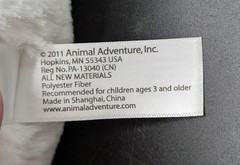 Animal Adventure 2011 Duck Plush White & Yellow 9″ L4213