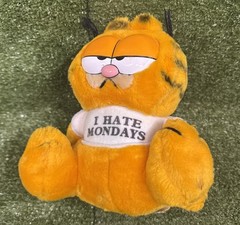 Vtg Garfield the Cat Plush Stuffed Animal I Hate Mondays Shirt 1981 Dakin 8″