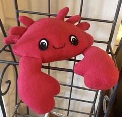 Tracie Burke Plush Toy Crab Red Fleece Embroidered Eyes Stuffed Animal Doll
