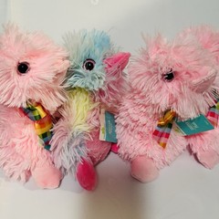 6 Shaggy Platypus Plush Stuffed Animals NEW Pink Rainbow- Lot Glitter Eyes