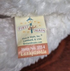 First & Main Lankydoodle White Tan Brown Plush Dog Soft Long Legs Big Paws 3154