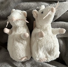 IKEA White Rat Plush Mouse Embroidered Sewn Gosig Mus Mini 4.5″-Lot Of 2
