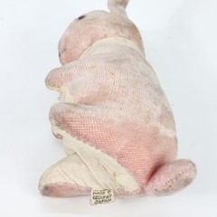 Vtg 1940s Pink Bunny Rabbit Occupied Japan Mohair Straw Stuffed Collectible Toy