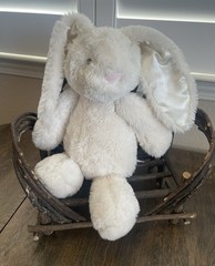 Spark Create Imagine Bunny Plush Rattle White Rabbit Floppy Ears Stuffed Animal