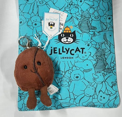 JellyCat Coffee Bean Plush Amuseables Bag Charm Keychain w/ Dust Bag NWT