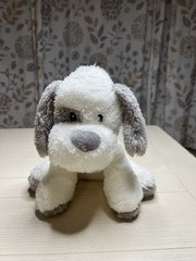 Silver One White & Gray Puppy Dog Soft Plush Animal Sitting 11”