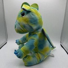 Tie Dye Dragon Plush 12” Blue Green Fantasy Stuffed Animal Metallic Wings