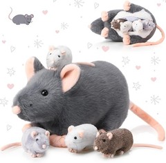 5 Pcs Mouse Stuffed Animals Set 14” Large Mommy Rat Plush with 4 Small Mouse…