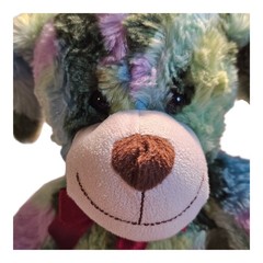Nanco Puppy Dog Pastel Green Purple Blue Stuffed Animal 14″ Red Bow Floppy Ears