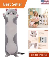 Cute Cat Plush Long Body Pillow – Soft Cartoon Stuffed Animal Doll, Kawaii Ca…